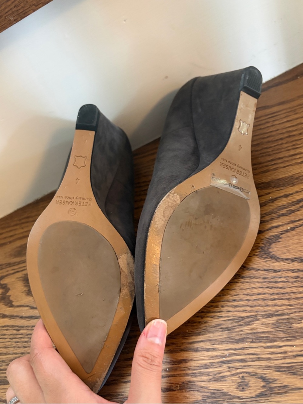 Peter Kaiser Black Suede Wedge Pumps